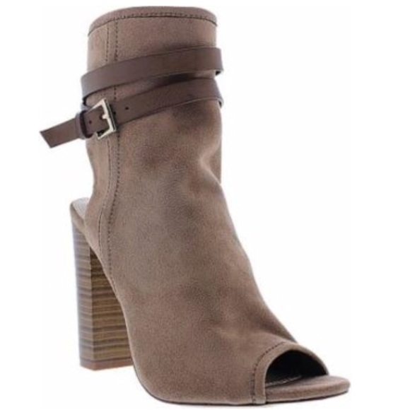 Taupe Buckle Open Back Chunky Heel - Picture 2 of 4